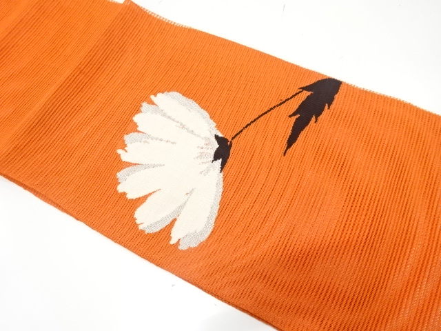 JAPANESE KIMONO / ANTIQUE SUMMER NAGOYA OBI / SILK / TSUZURE / WOVEN FLOWER